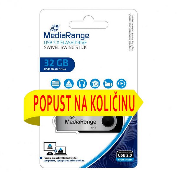 mediarange usb 32gb swivel (-)